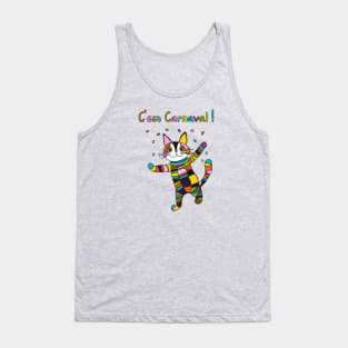 C'est Carnaval! Carnival, Mardi Gras Harlequin Cat Tank Top